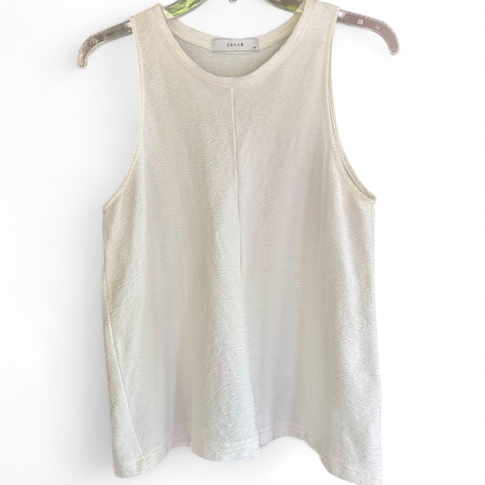 OSKAR THE LABEL Textured High Neck Tank Top Basic Minimalist Quiet Luxury Sz XS